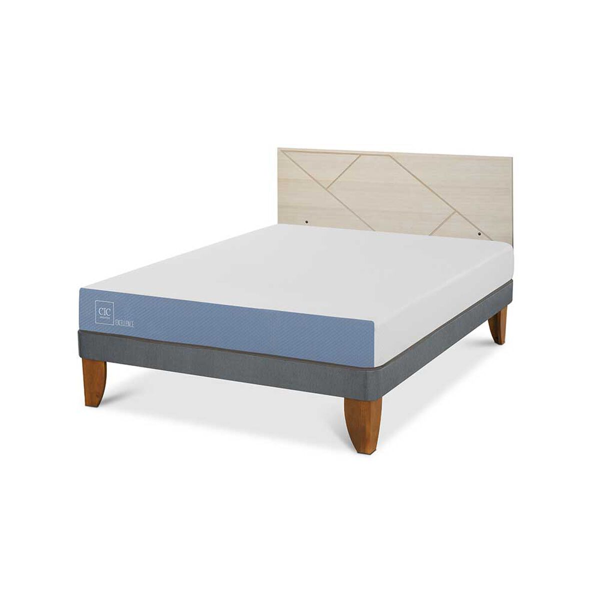 Cama Europea CIC 2 Plazas Excellence + Respaldo Villarrica Alpino