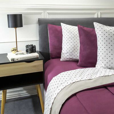 Imagen 2 del producto Set Plumón Bicolor + Juego de Sábanas Zibel 1,5 Plazas Liso Berry Gris