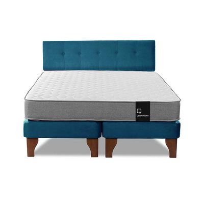 Imagen 2 del producto Cama Europea Latam Home Base Dividida 2 Plazas Zen Best Azul + Respaldo