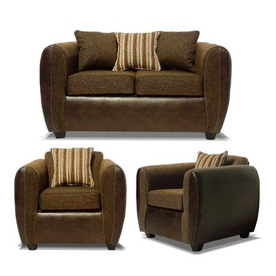 Juego de Living Elegant Detail Oklahoma Sofá 2 Cuerpos + Dos Sillones 1 Cuerpo Café