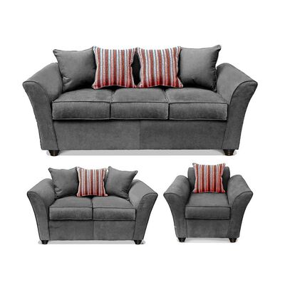 Juego de Living Elegant Detail Minesota Sofá 3 Cuerpos + Sofá 2 cuerpos + Sillón 1 Cuerpo Gris