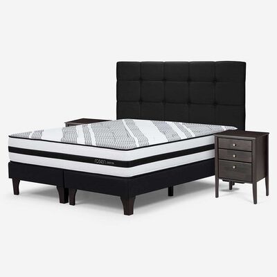 Imagen 2 del producto Cama Europea Rosen Base Dividida 2 Plazas Driven + Respaldo + 2 Veladores Issey