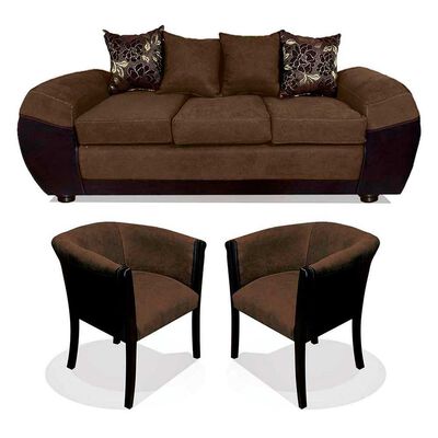 Imagen 1 del producto Juego de Living Elegant Detail Houston Sofá 3 Cuerpos + Dos Sitiales Café