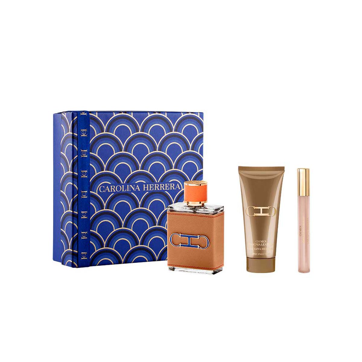 Set Perfume Carolina Herrera Mujer CH Men Insignia Leather EDP 100 ml + Balsamo After Shave 100 ml + EDP 10 ml
