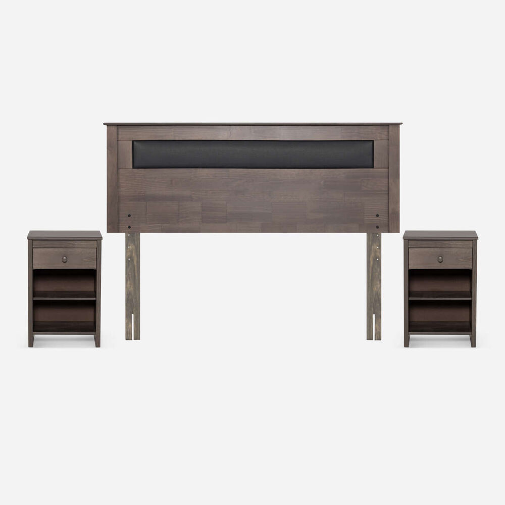 Set Respaldo + Veladores Rosen 2 Plazas Ferrara Gris