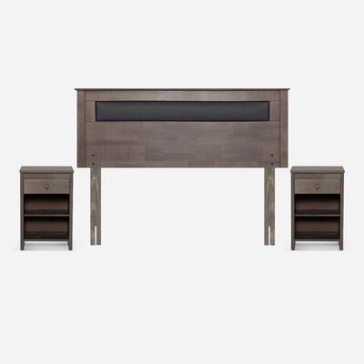 Set Respaldo + Veladores Rosen 2 Plazas Ferrara Gris