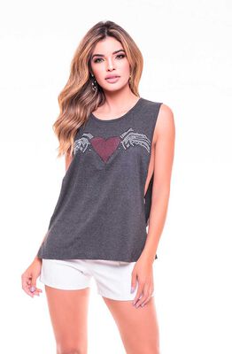 Imagen 1 del producto Polera Larga Sin Mangas Mujer Rock Caviar Gris