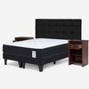 Cama Europea  Rosen Super King New Style 6 Plus + Respaldo + 2 Veladores Ferrara