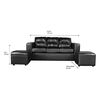 Juego de Living Kea Nize Sofá 3 Cuerpos + Dos Pouf PU Negro