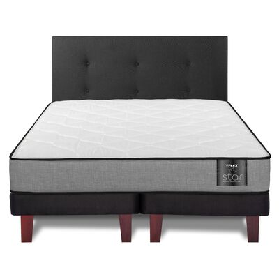 Imagen 1 del producto Cama Europea Flex Base Dividida 2 Plazas Star + Respaldo Royal Negro