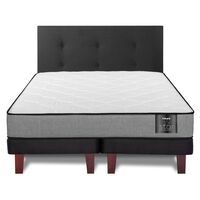 Cama Europea Flex Base Dividida 2 Plazas Star + Respaldo Royal Negro