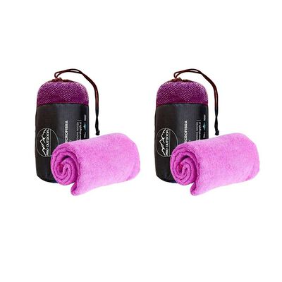 PRO OUTDOOR Pack 2 Toallas Microfibra Terry Morada Pro Outdoor