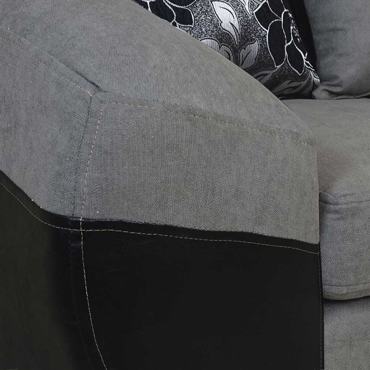 Sofá Elegant Detail Houston 3 Cuerpos Negro Gris