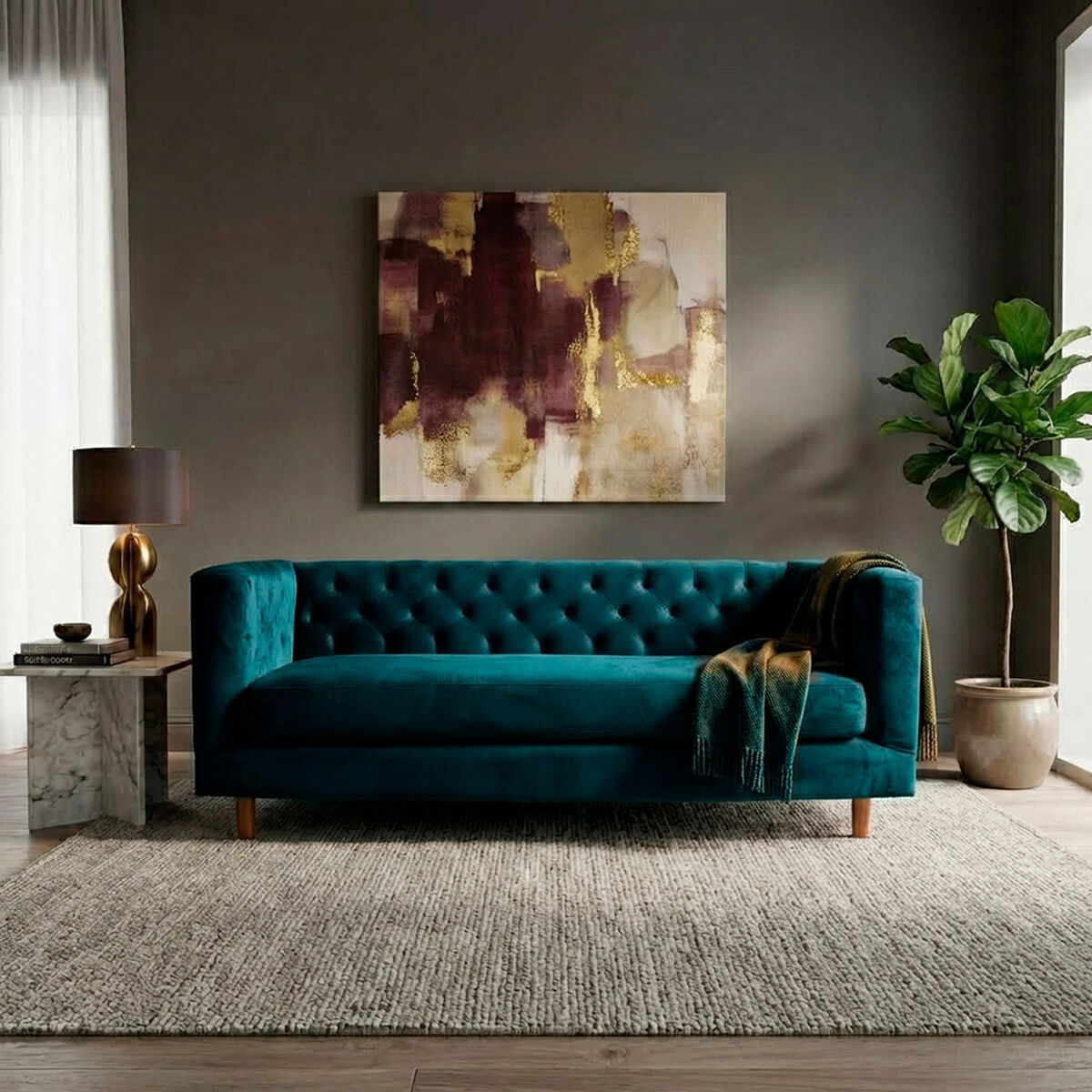 Sof&aacute; Tela Velvet Latam Home Brescia 3 Cuerpos