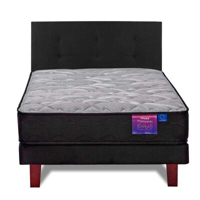 Imagen 2 del producto Cama Europea Flex 1,5 Plazas Therapedic Plus  + Respaldo Royal Negro