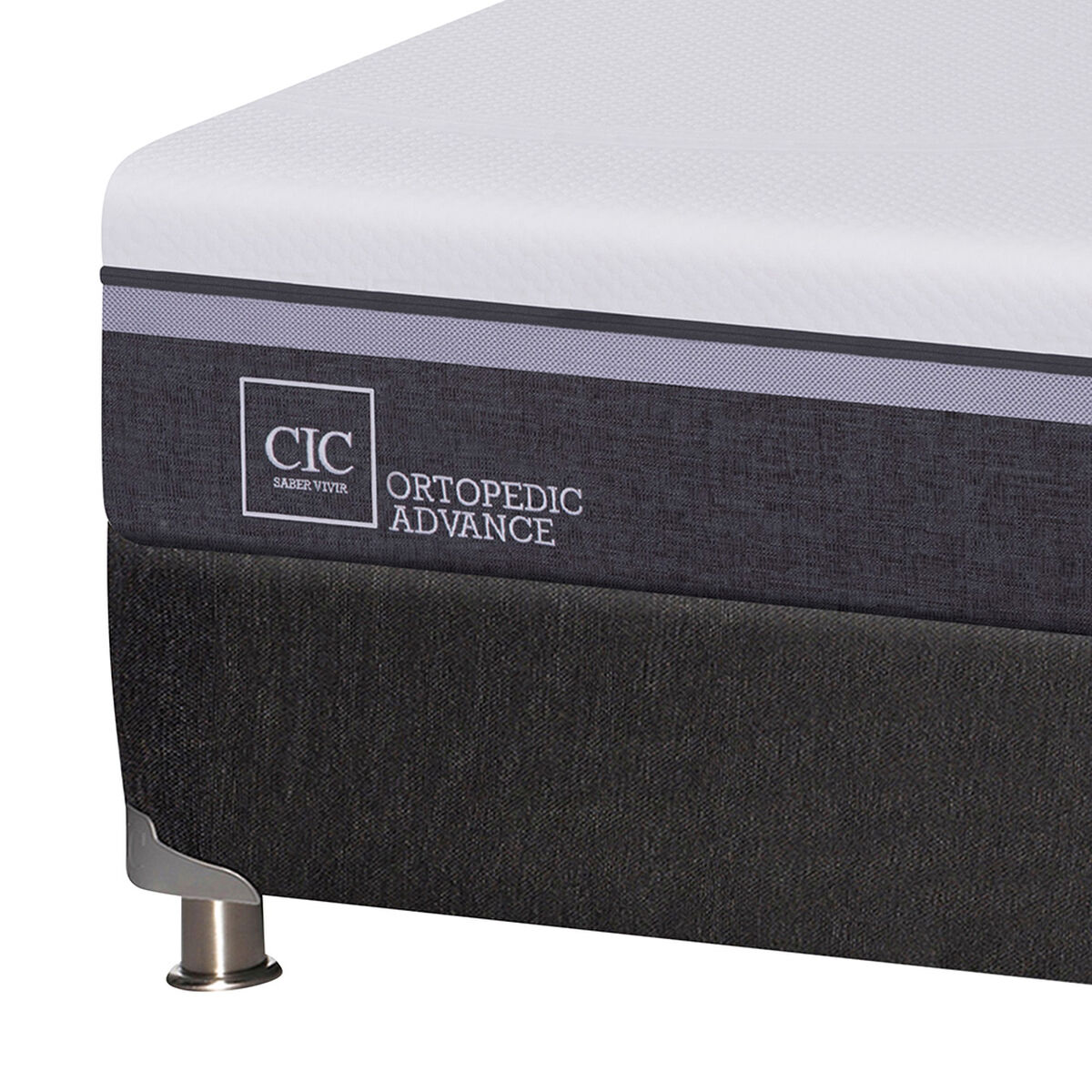 Box Spring CIC 1,5 Plazas Ortopedic Advance + Respaldo + Velador Baker