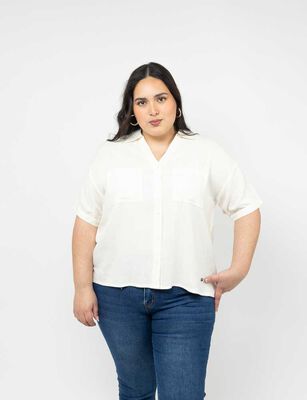 Imagen 1 del producto Blusa Botones Manga Corta Mujer Extralindas Crudo