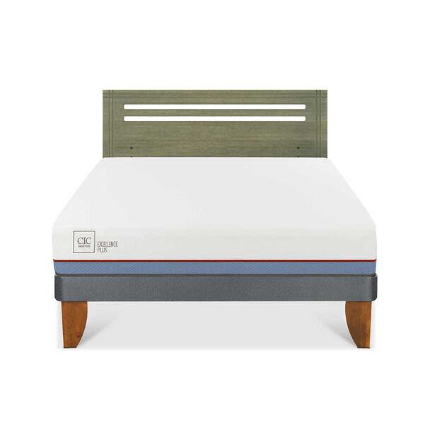 Cama Europea CIC 2 Plazas Excellence Plus + Respaldo Munich Olivo