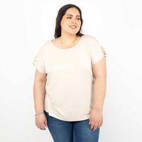 Polera Manga Corta Mujer Extralindas Beige, Blanco, Morado, Mostaza