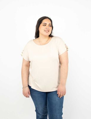 Imagen 1 del producto Polera Manga Corta Mujer Extralindas Beige, Blanco, Morado, Mostaza, Negro
