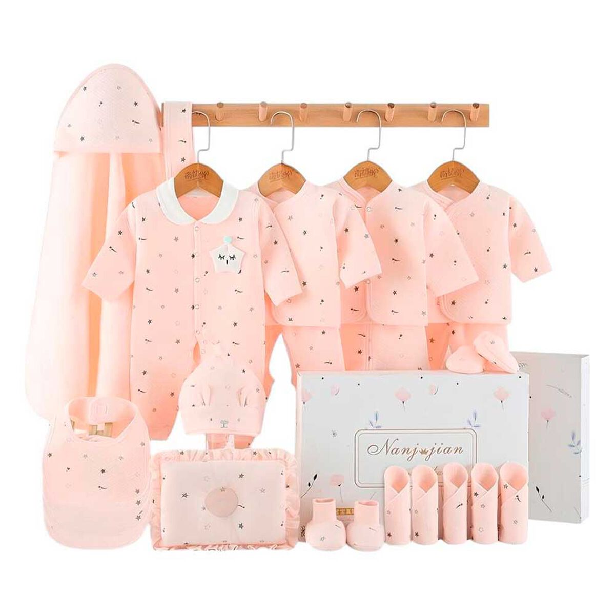 Pack Ajuar Bebé Ropa Algodón 24 Piezas Rosado Lubabycas