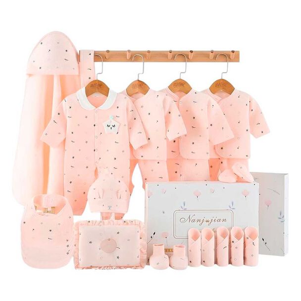 Pack Ajuar Bebé Ropa Algodón 24 Piezas Rosado Lubabycas