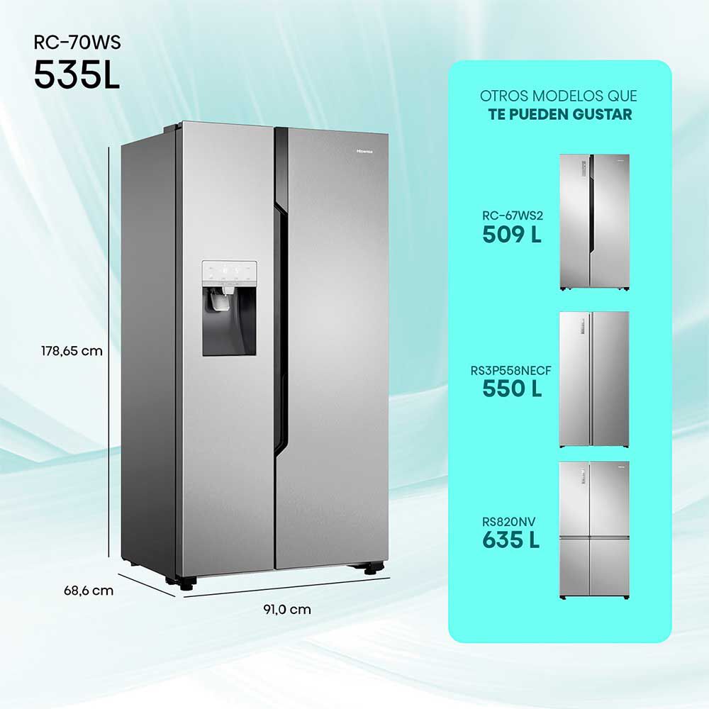 HISENSE Refrigerador Side by Side Hisense RC-70WS 535 lts. | Abc