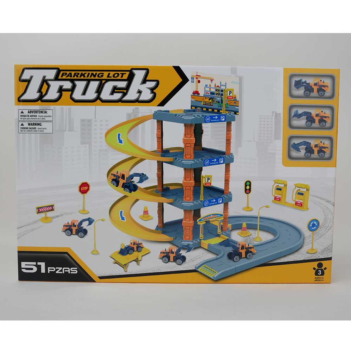 Pista de Camiones con 51 Piezas Incluye 3 Camiones Happy Valley