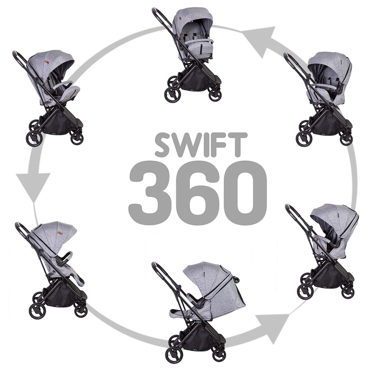 Coche Cuna Travel System Bebe Swift 360 Negro Bebesit