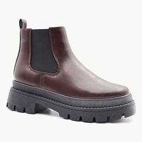 Botín Vestir Mujer Icono Burdeo, Negro