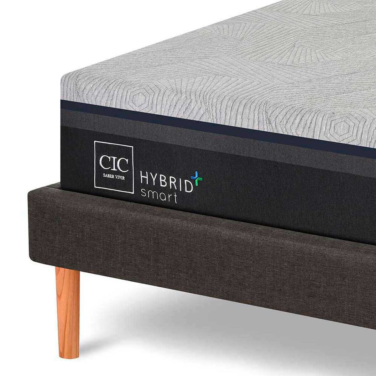 Cama Europea CIC King Hybrid Plus Infinity + Respaldo + 2 Veladores