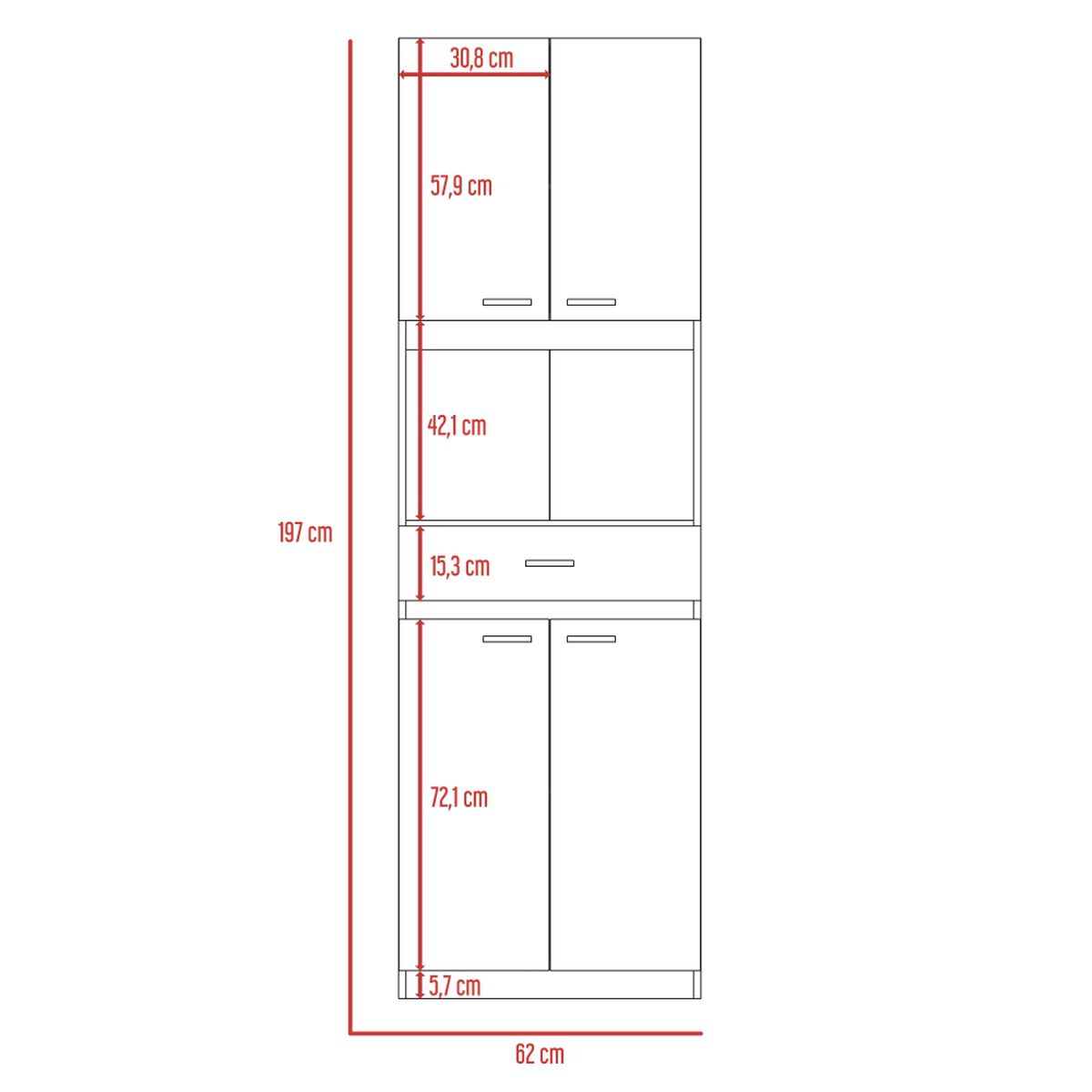 Mueble Microondas TuHome Bau Blanco/Wengue