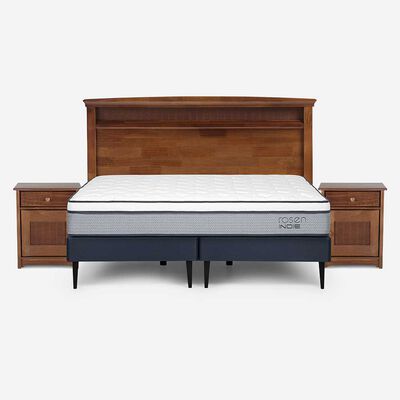 Cama Europea Rosen Base Dividida King Indie + Respaldo + 2 Veladores Veneto
