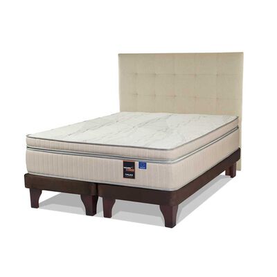 FLEX Cama Europea Flex Base Dividida Súper King Máximo Cobre + Respaldo Design Crudo