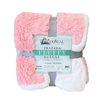 Frazada Poliéster Doral 2 Plazas Deluxe Rosado
