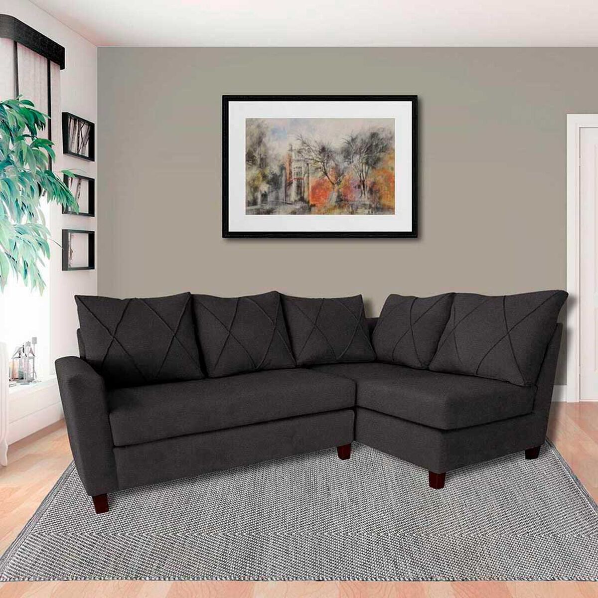 Sof&aacute; Seccional Derecho Living Factory Musso 5 Cuerpos Chocolate