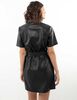 Vestido Corto Ecocuero Manga Corta Mujer Zibel