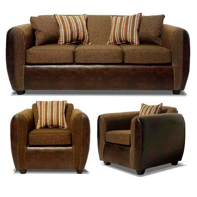 Imagen 1 del producto Juego de Living Elegant Detail Oklahoma Sofá 3 Cuerpos + Dos Sillones 1 Cuerpo Café