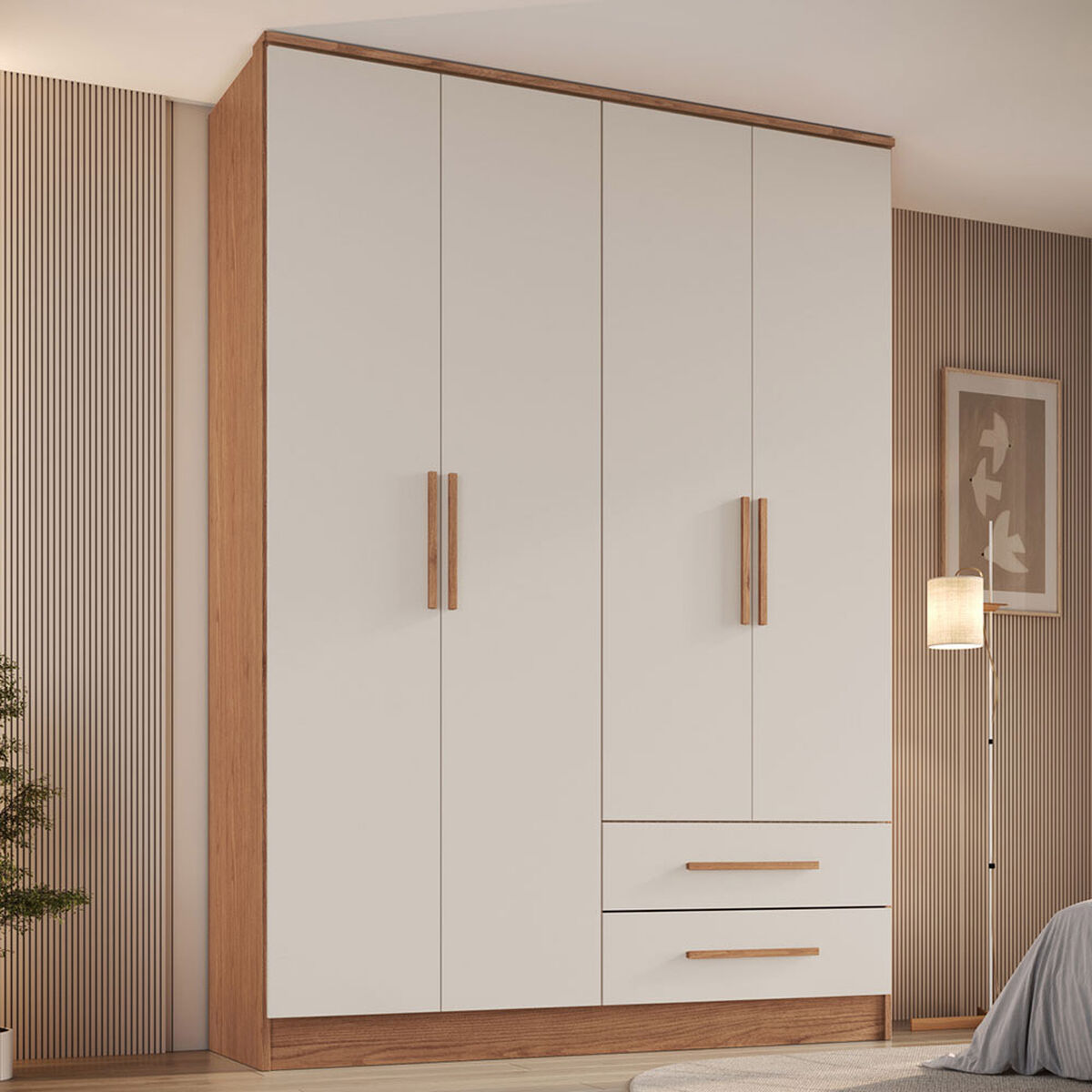 Closet Vekkahome Americano 4 Puertas 2 Cajones Beige