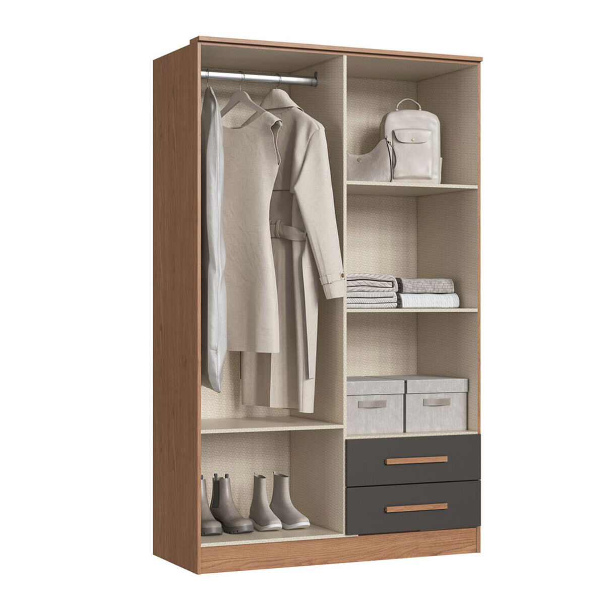 Closet Vekkahome Americano 4 Puertas 2 Cajones Grafito