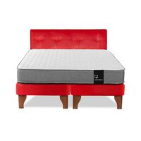 Cama Europea Latam Home Base Dividida 2 Plazas Zen Best Rojo + Respaldo