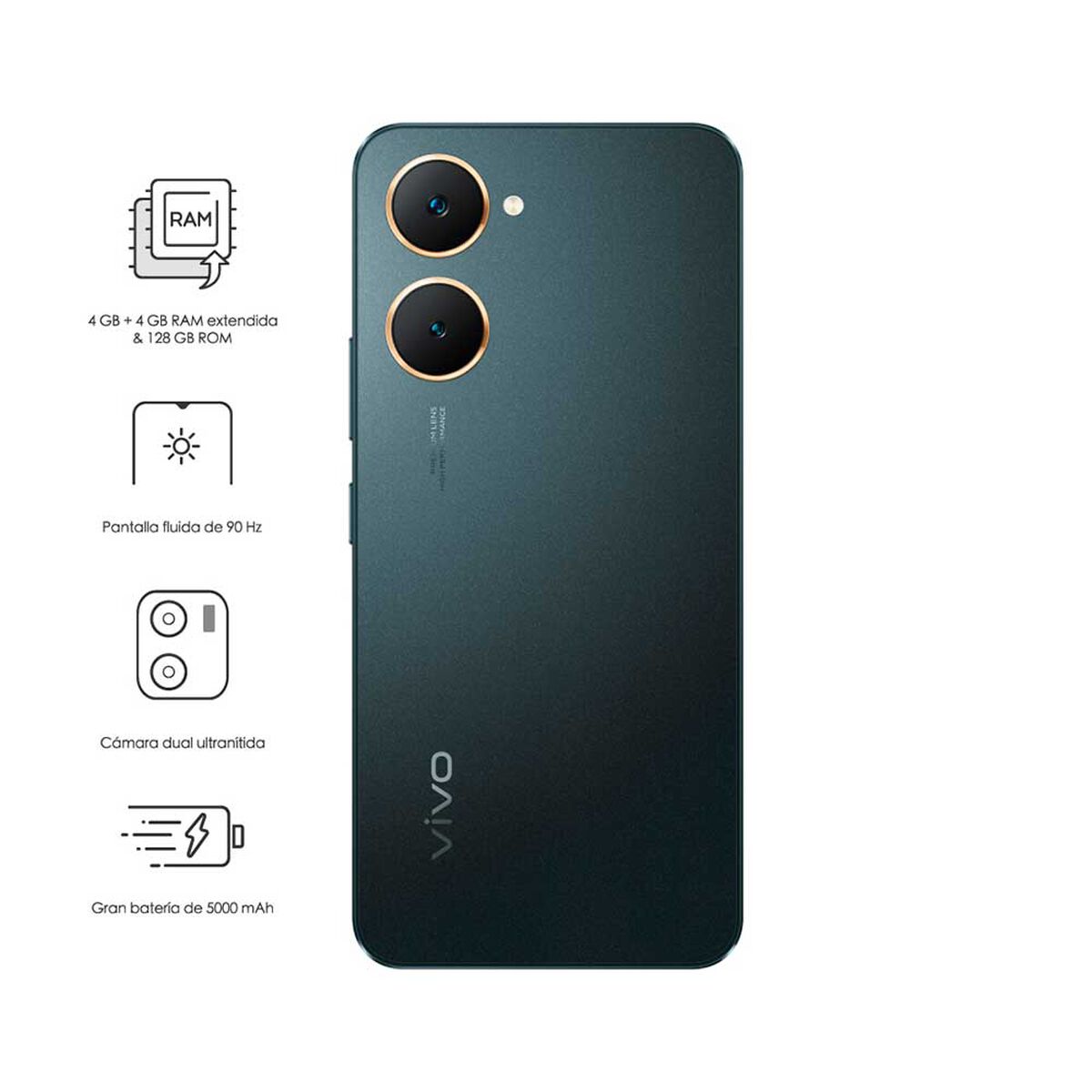 Celular Vivo Y03 128GB 6,56" Negro Liberado