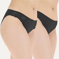 Pack 2 Calzones Bikinis Mujer Flores Negro, Beige