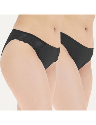 Imagen 1 del producto Pack 2 Calzones Bikinis Mujer Flores Negro, Beige