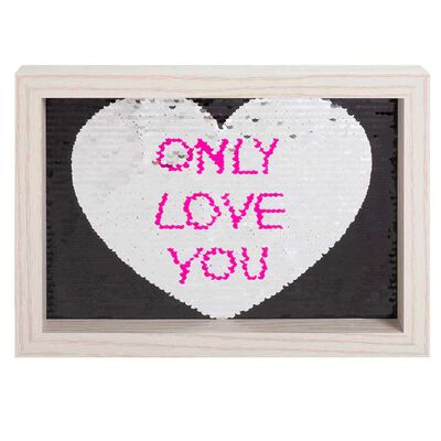 Cuadro Marco Madera Vgo Love con Brillos 21 x 28 cm Beige