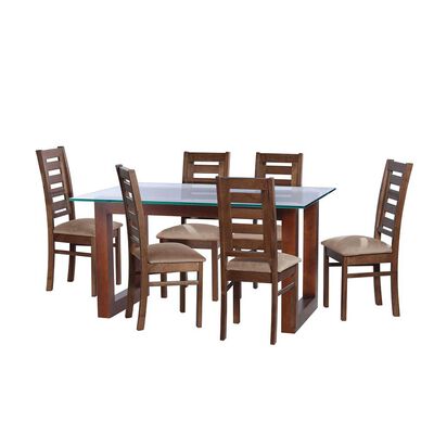 Imagen 1 del producto Juego de Comedor Latam Home Pamplona Oviedo 6 Sillas Velvet Beige