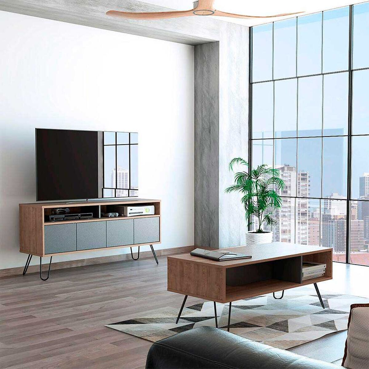 Rack TV Hasta 55" + Mesa de Centro Vassel TuHome