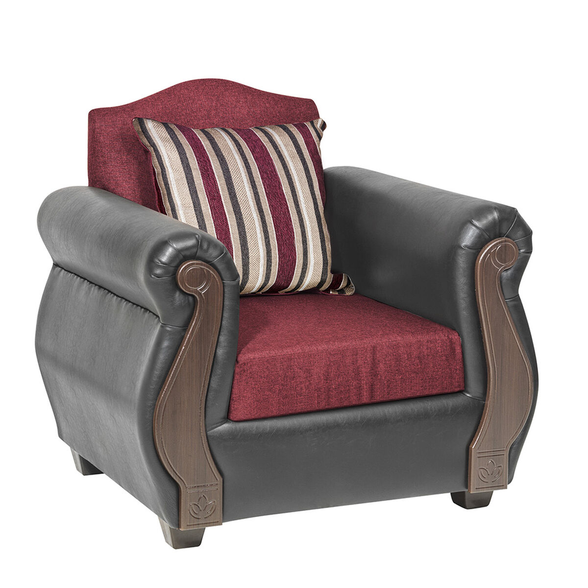 Juego de Living Innovamuebles New Bugambilia Sofá 3 Cuerpos + Dos Sillones 1 Cuerpo Burdeo