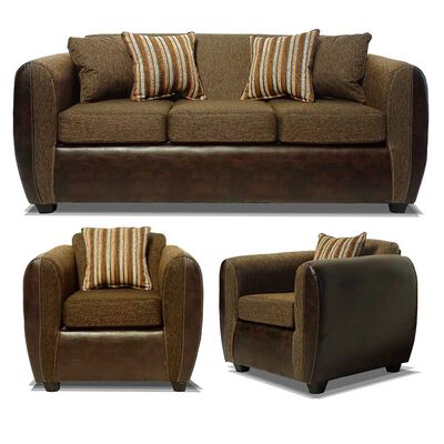 Juego de Living Elegant Detail Oklahoma Sofá 3 Cuerpos + Dos Sillones 1 Cuerpo Café