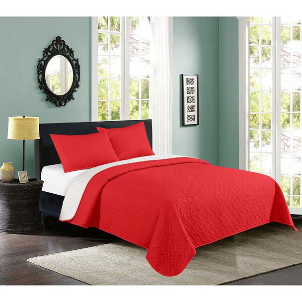 Quilt Liso Illusions 1,5 Plazas Bicolor Rojo